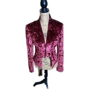 Crashed Velvet Maroon  Blazer Decree Sz M Open Front